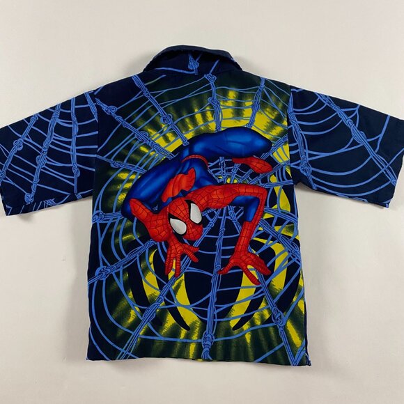 Vintage Spiderman Movie Promo Shirt Toddler Boys Size 4 Button Up Marvel Comics - Picture 4 of 10